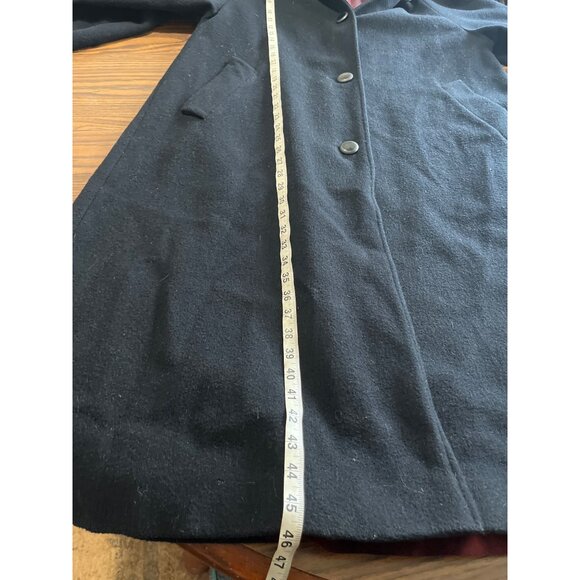 Kristen Blake button front black wool hooded  long coat size 6P - Picture 5 of 9